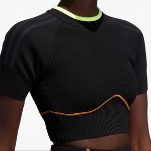 Adidas Ivy Park Knit Crop Top Black/Neon Green